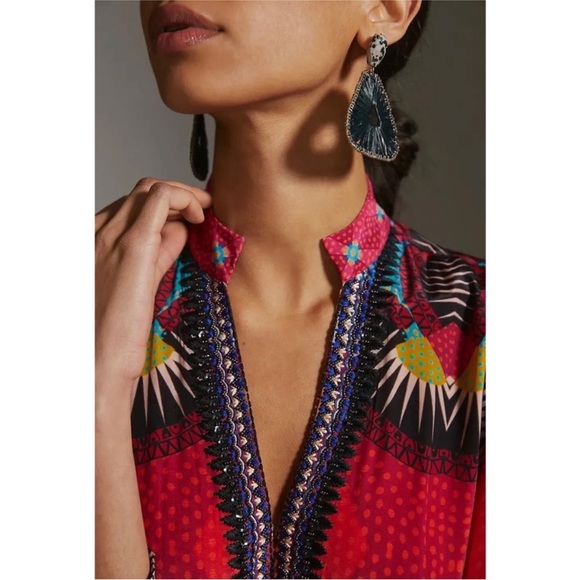 Anthropologie Bhanuni by Jyoti Ronika Beaded V-Neck Maxi Dress - Picture 3 of 16